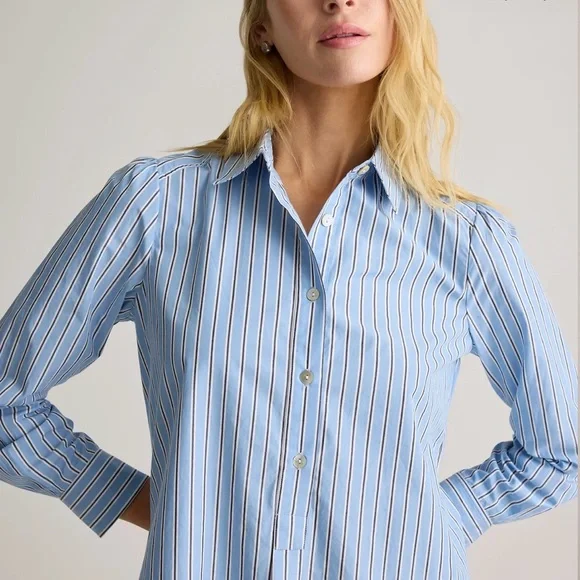 Quince 100% Organic Cotton Poplin Drop Waist Shirt Dress - Picture 3 of 7